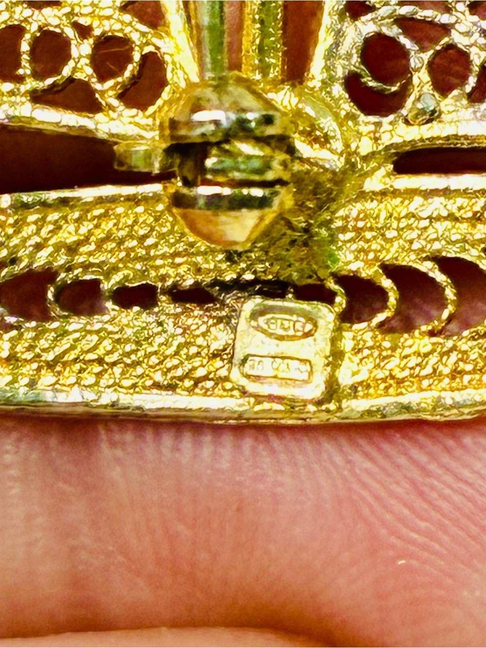 925 Gold Filled Stamped Filigree Sailboat Brooch - Gold and Silver